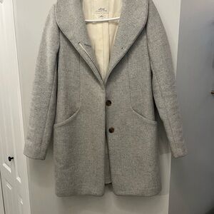 Wilfred Light Gray Wool-Blend Hooded Trench Coat